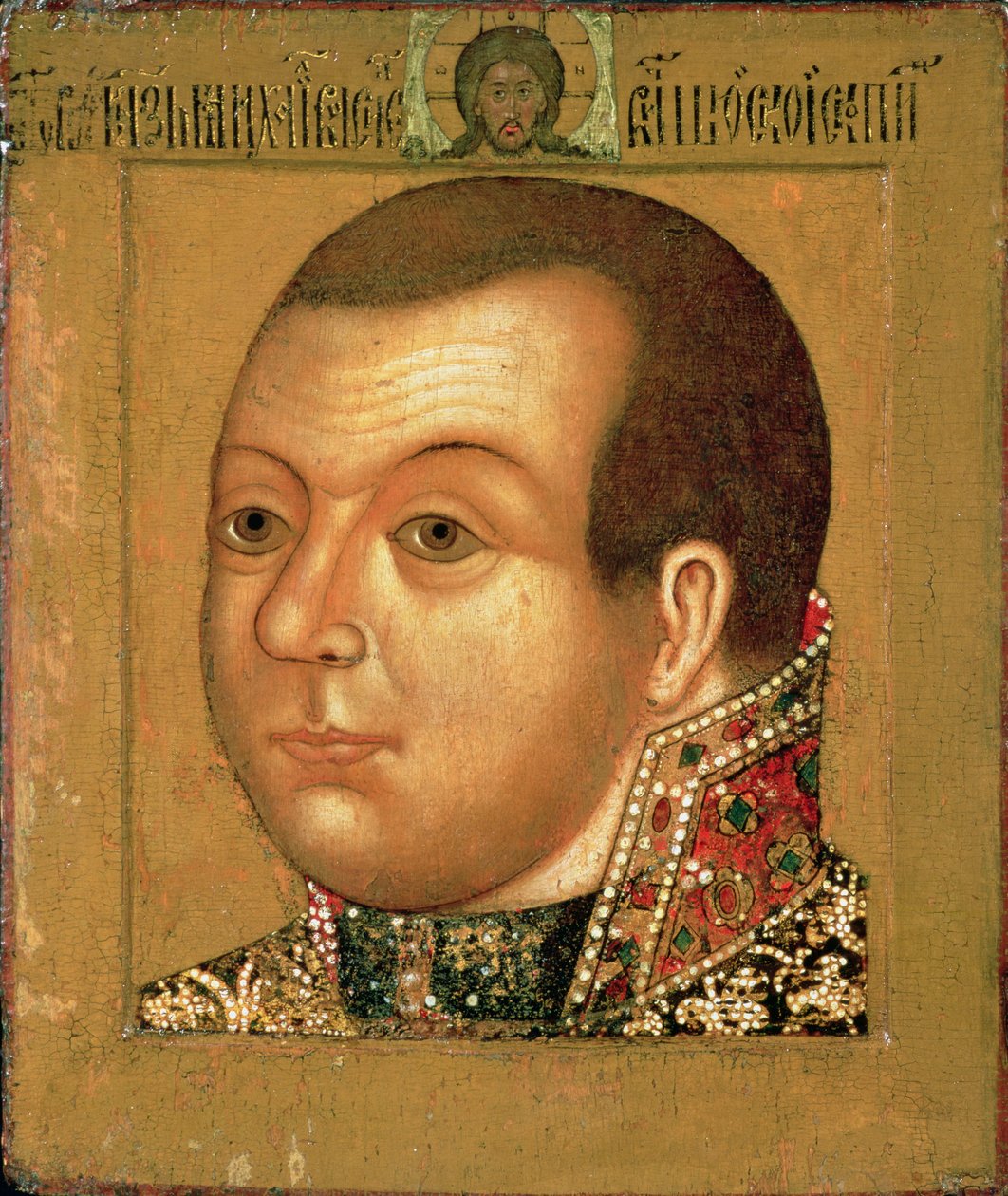 Príncipe MV Skopin-Shuyski (1587-1610), início do século XVII (tempera em madeira) de Russian School