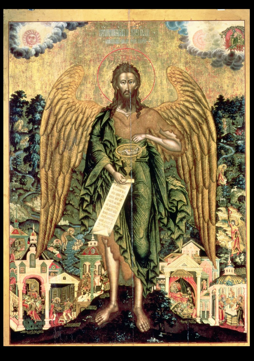São João Batista, Anjo do Deserto (têmpera no painel) de Russian School