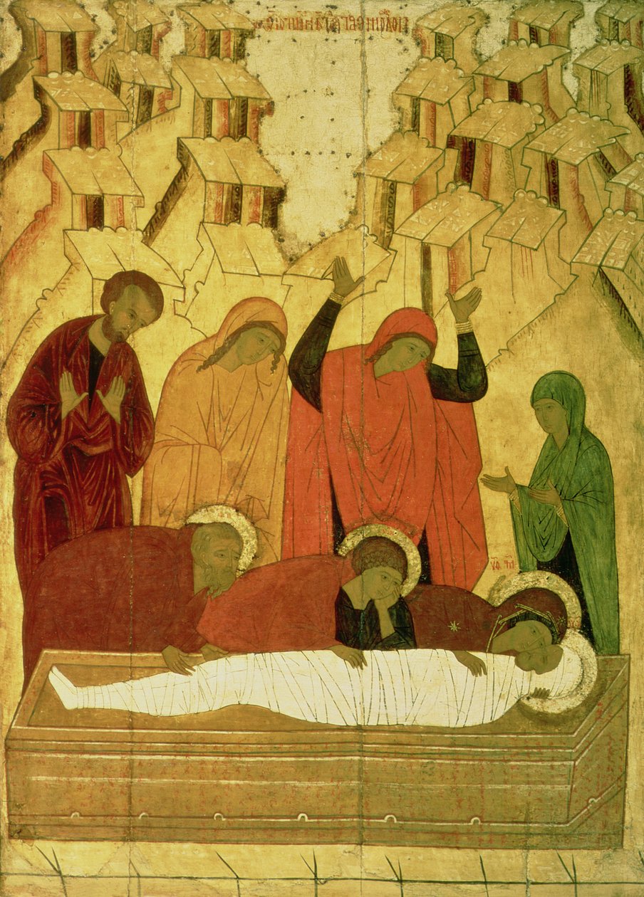 O Entombment (tempera no painel) de Russian School