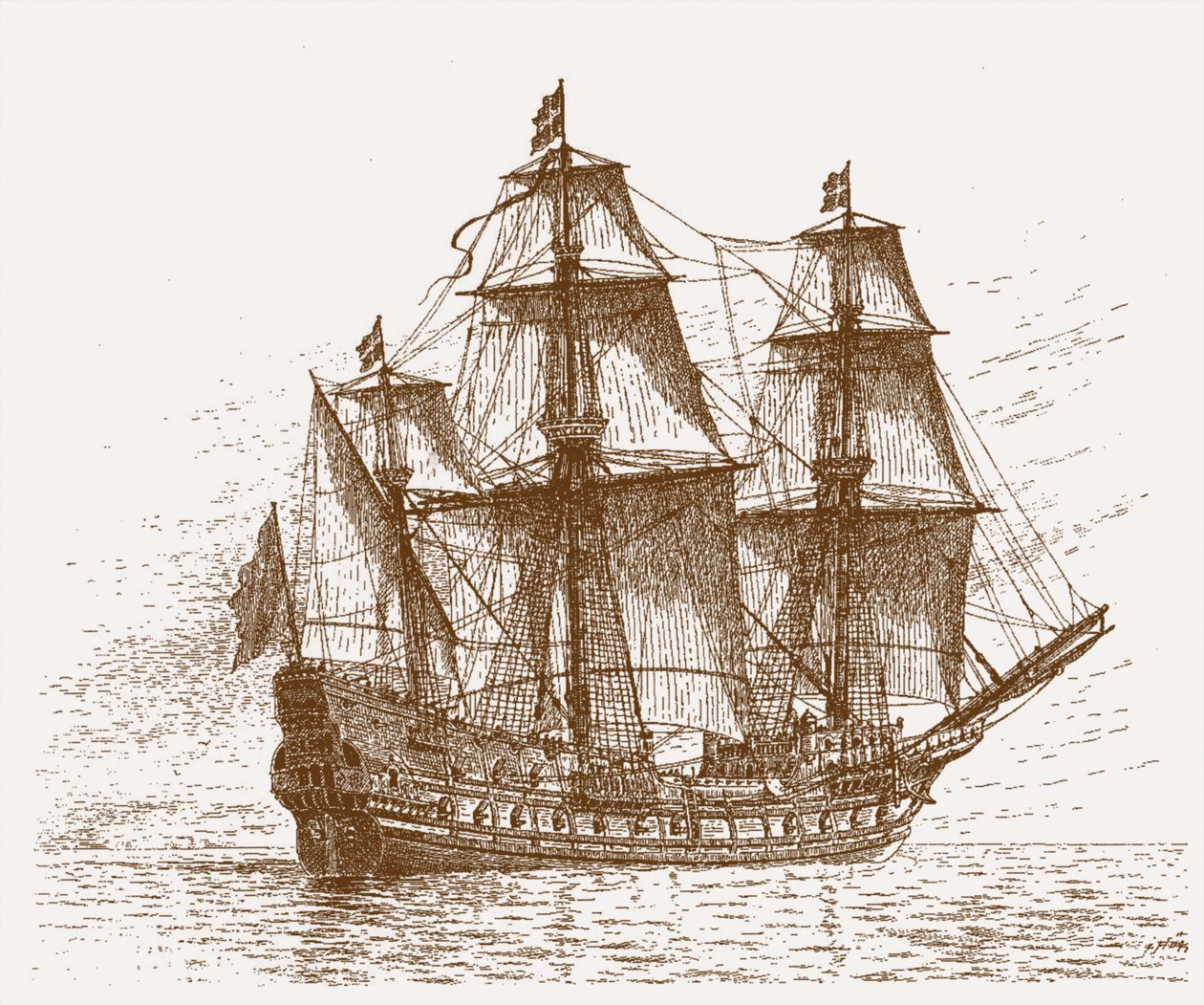 A capitânia sueca Marte, antes da batalha de Gotland-Oland de Russian School