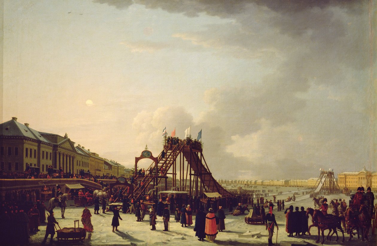 As montanhas-russas no Neva em São Petersburgo, 1803 de Russian School