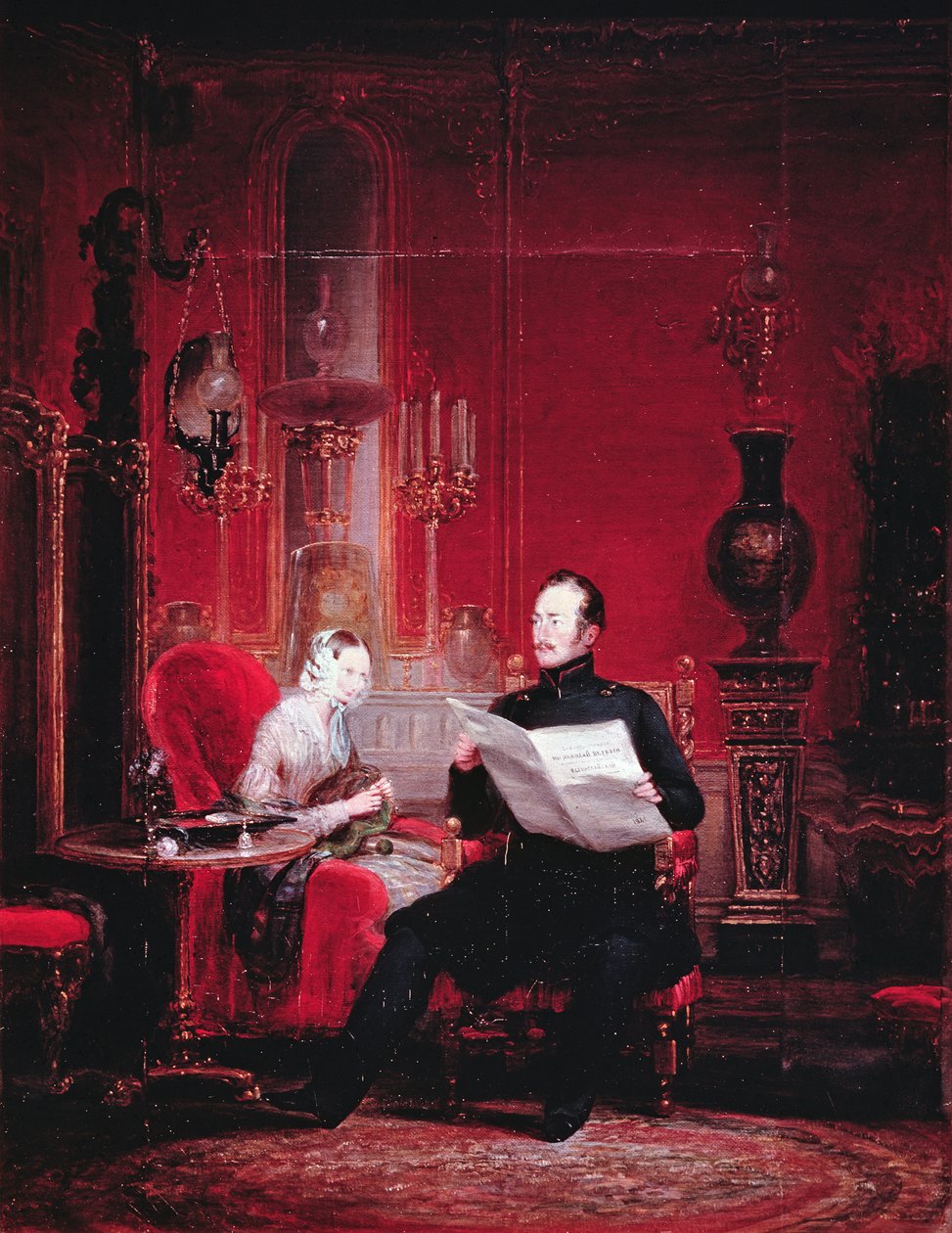 Tsarevich Alexander (1818-81) e sua esposa Maria Alexandrovna, 1845 de Russian School
