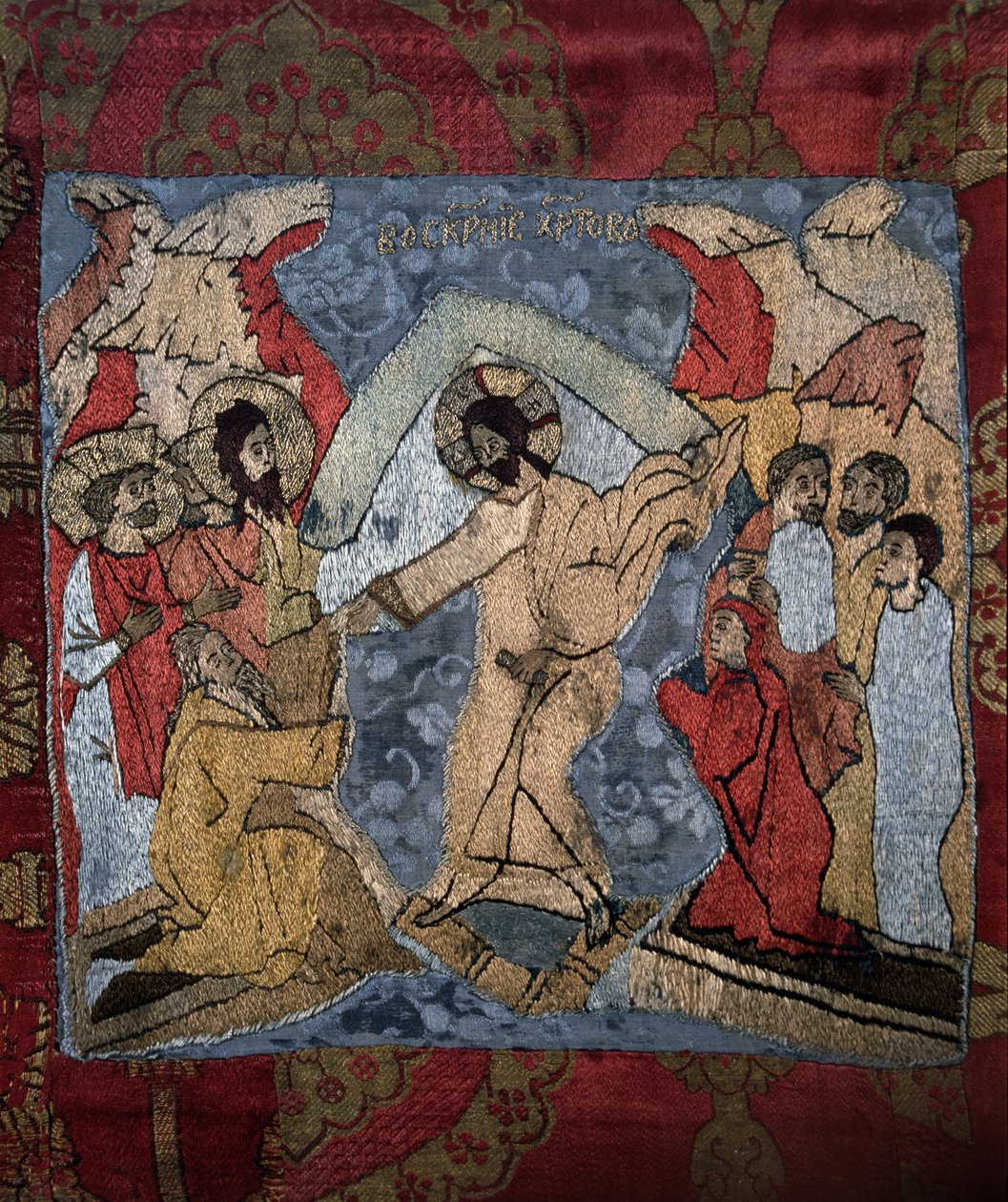 A Descida ao Inferno Detalhe de uma mortalha, século XV de Russian Master