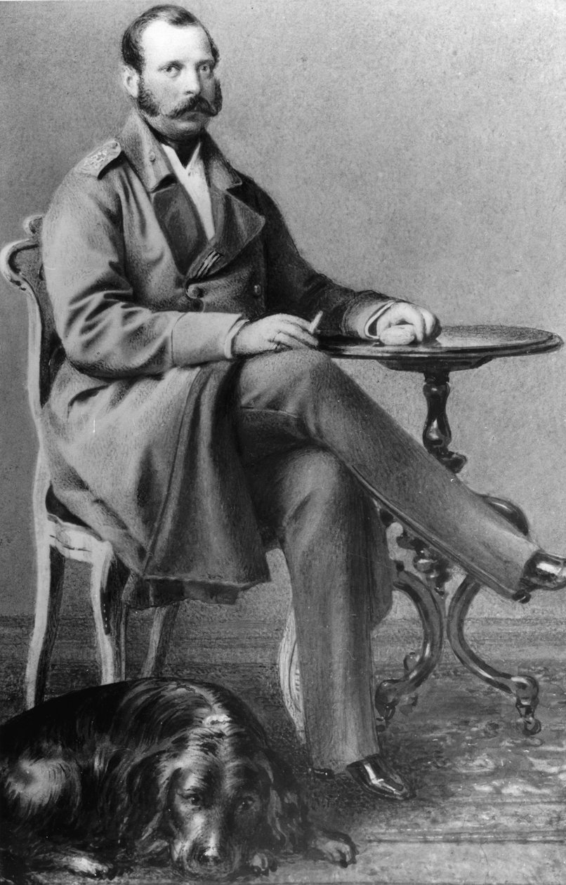 Retrato do Imperador Alexandre II da Rússia (Alexandre II, Alexandre Nikolaievitch Romanov, Alexandre II Nikolaevich) (1818-1881) de Russian Photographer