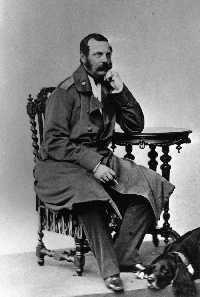 Retrato do Imperador Alexandre II da Rússia (Alexandre II, Alexandre Nikolaievitch Romanov, Alexandre II Nikolaevich) (1818-1881) de Russian Photographer