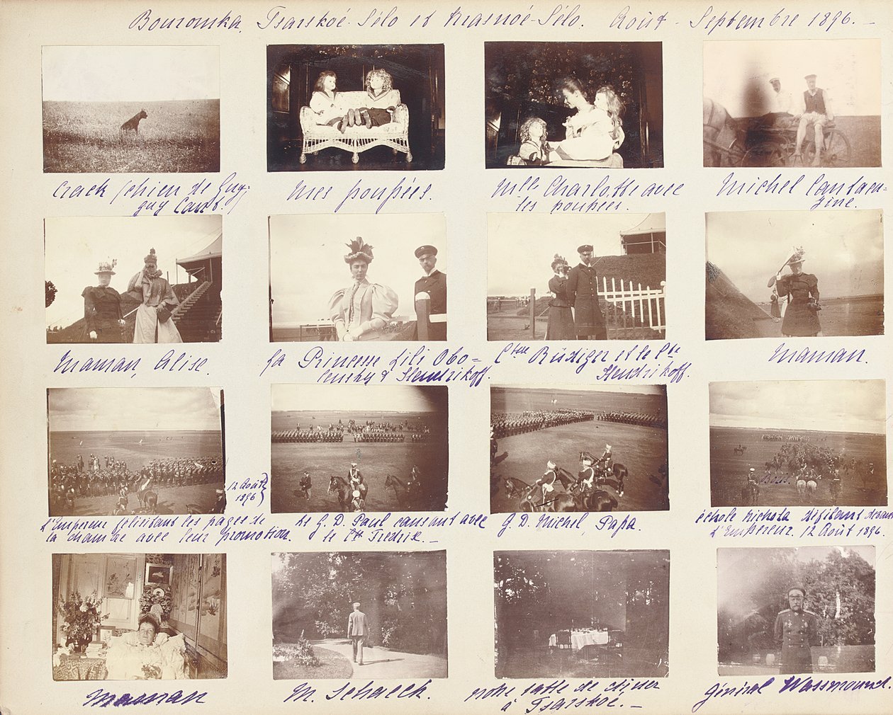 A Família Imperial Russa, página de um álbum de fotografias, c.1897-99 (foto p - b) (ver também 487673-80) de Russian Photographer