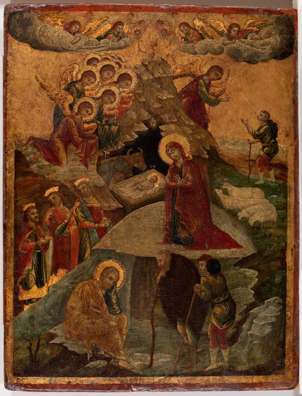 Adoração dos Magos, 1500 (folha de têmpera e ouro no painel) de Russian School