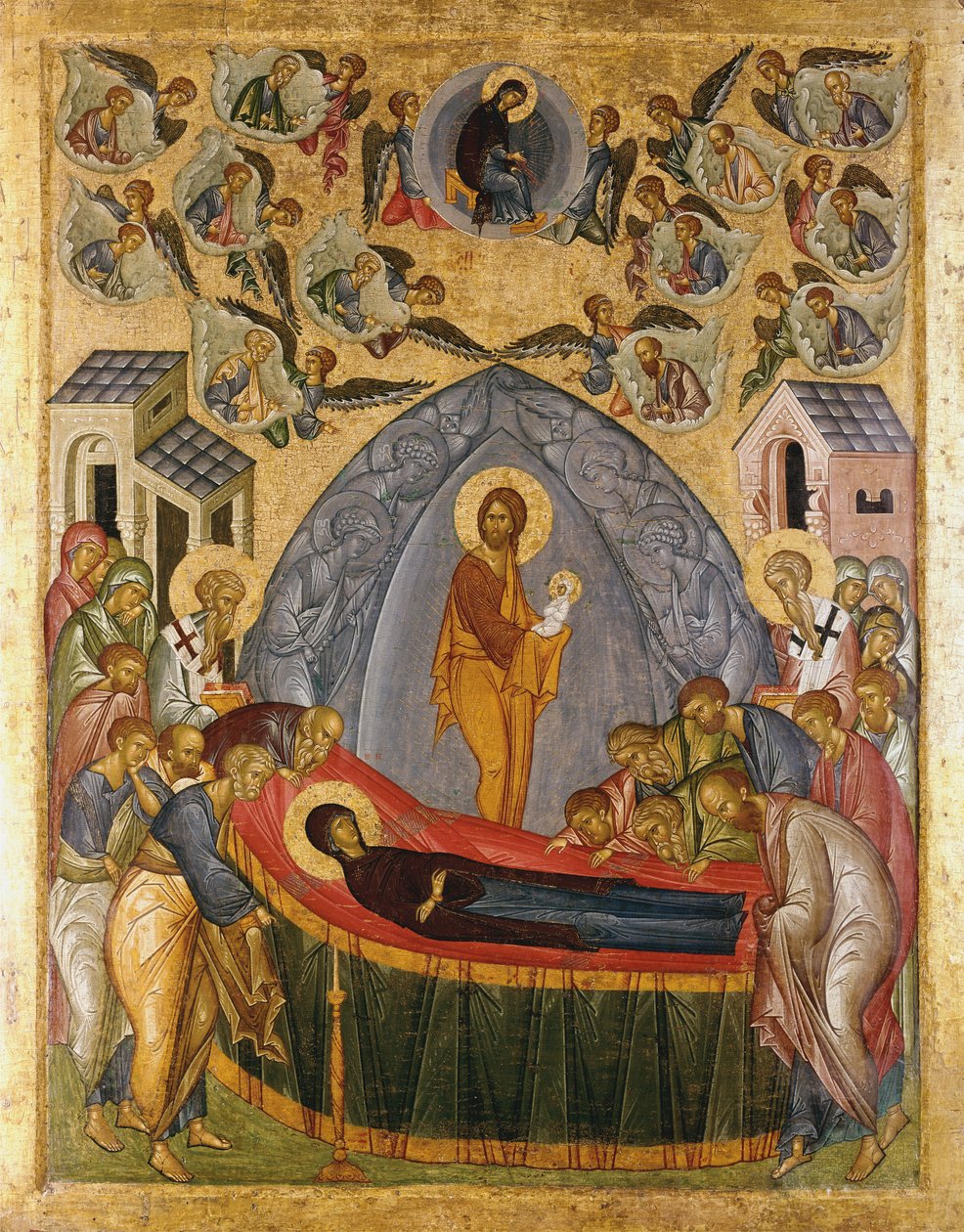 Dormição da Mãe de Deus, 1500-25 de Russian School