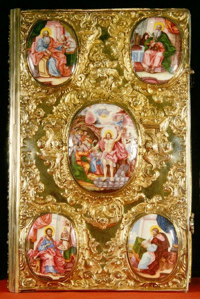 Relicário evangélico, Escola de Moscou, 1772 (ouro, prata e esmalte pintado) de Russian School