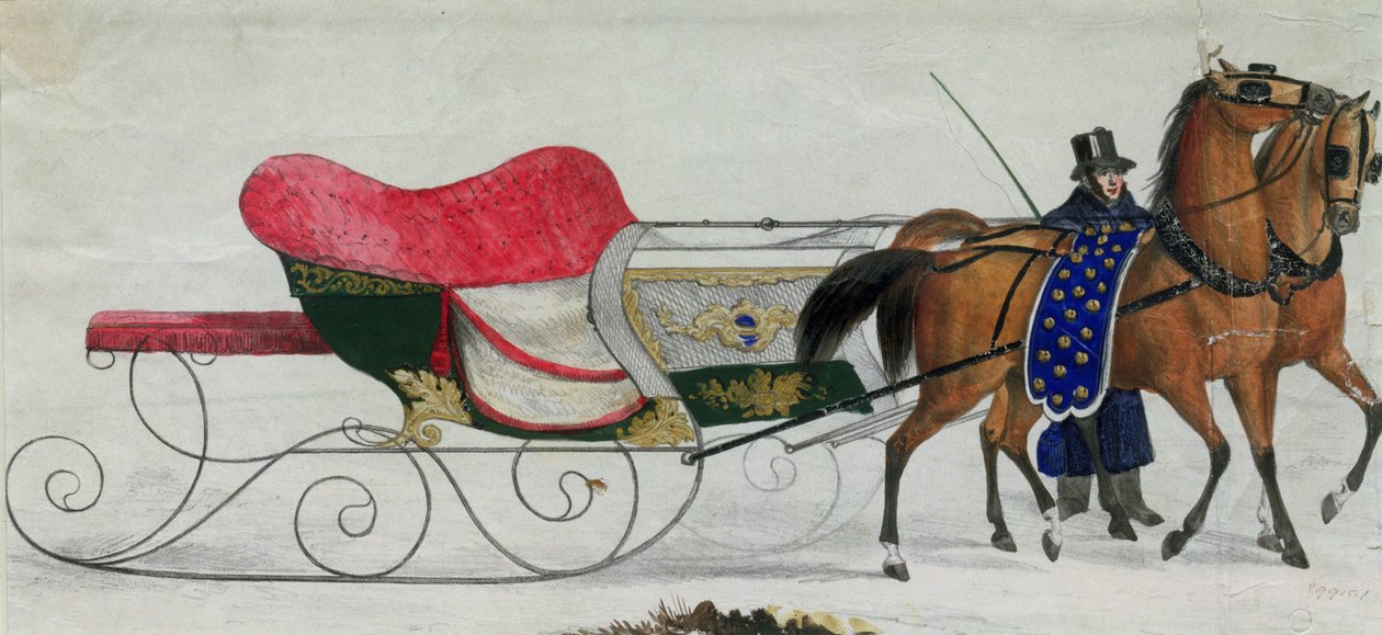 Trenó puxado a cavalo (detalhe digital) de Russian School