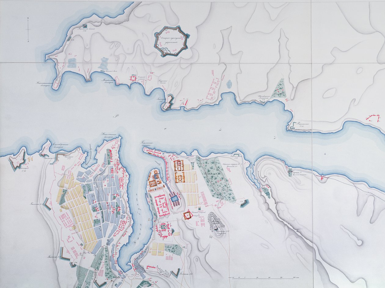 Mapa de Sevastopol, 1854 de Russian School