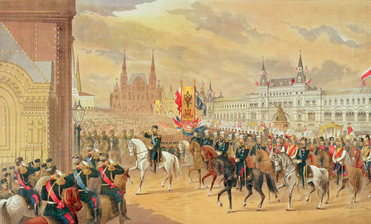 Casamento do czar Nicolau II a Alexandra, Moscou, 1896 de Russian School