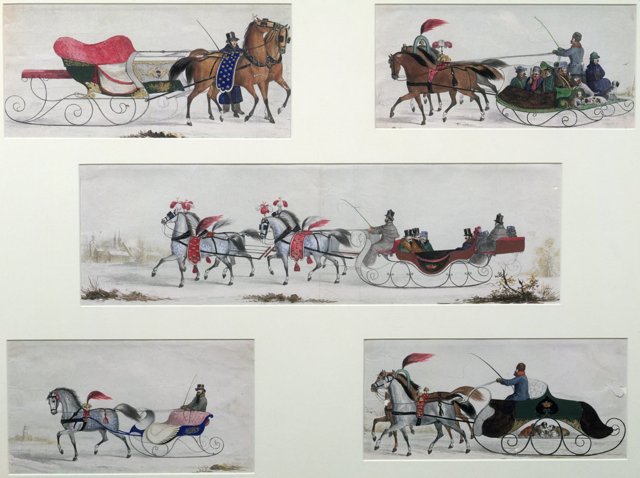 Trenós puxados a cavalo russos de Russian School