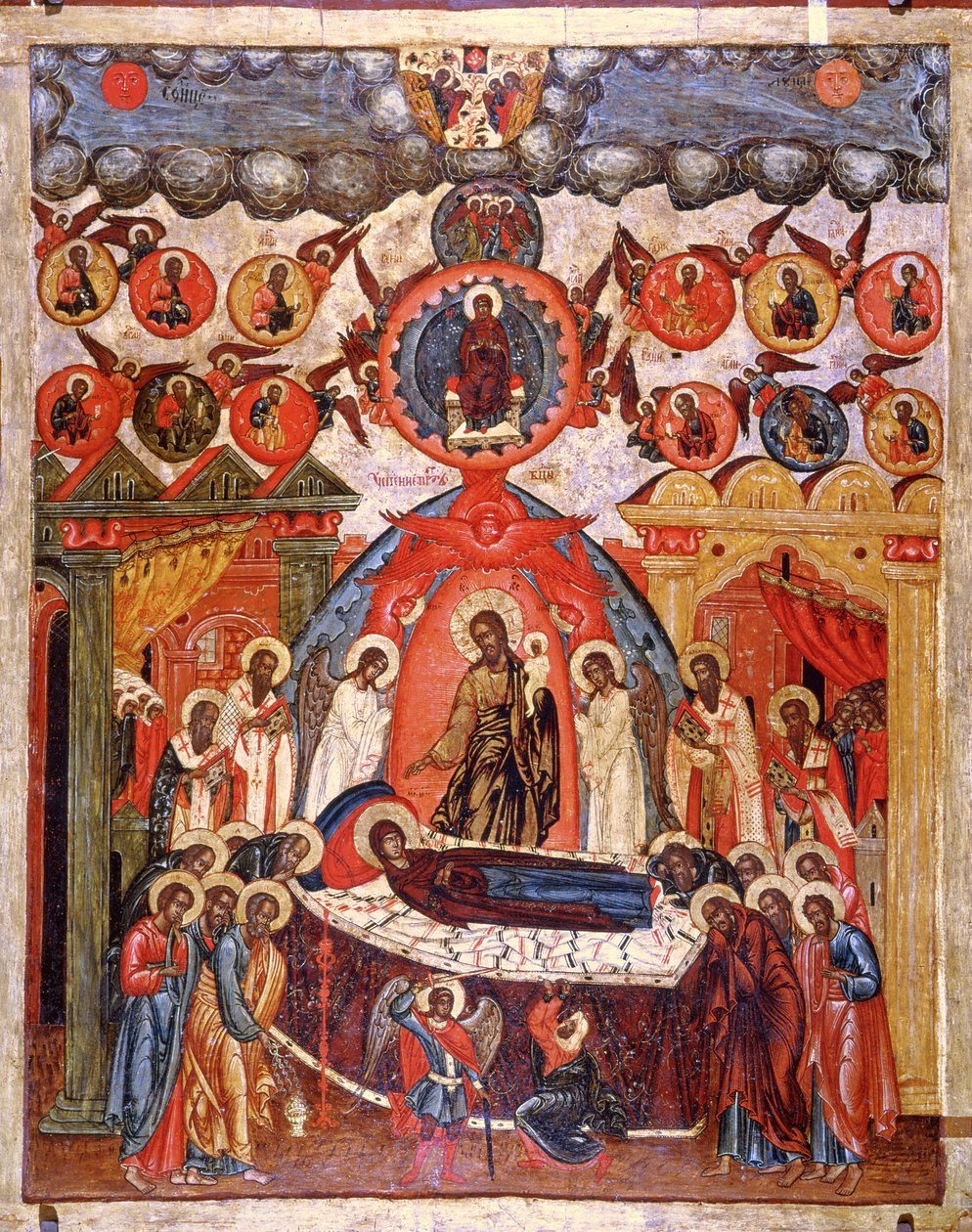 A Dormição, do século XVIII (têmpera no painel) de Russian School