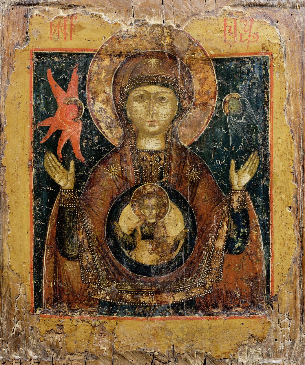 A Mãe de Deus do Sinal, ícone, final do século XVII (tempera no painel) de Russian School