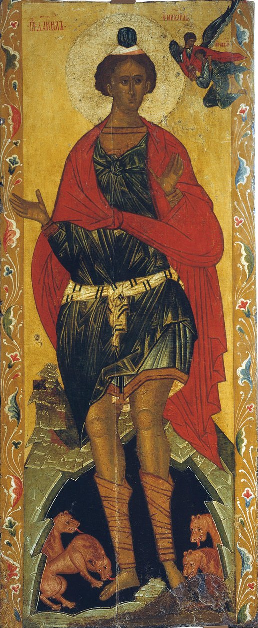 Daniel na cova dos leões, século XVI. de Russian icon.
