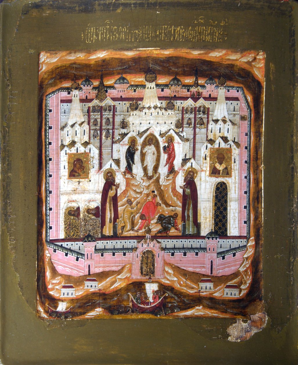 Santos Zosima e Savvatiy de Solovki, início do século XVII. de Russian icon.