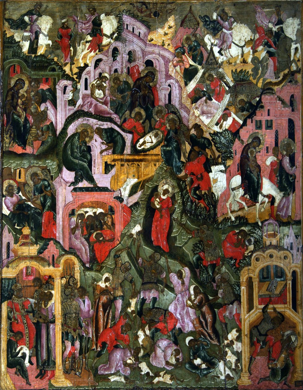 A Natividade de Cristo A Noite Santa, segunda metade do século XVII. de Russian icon.