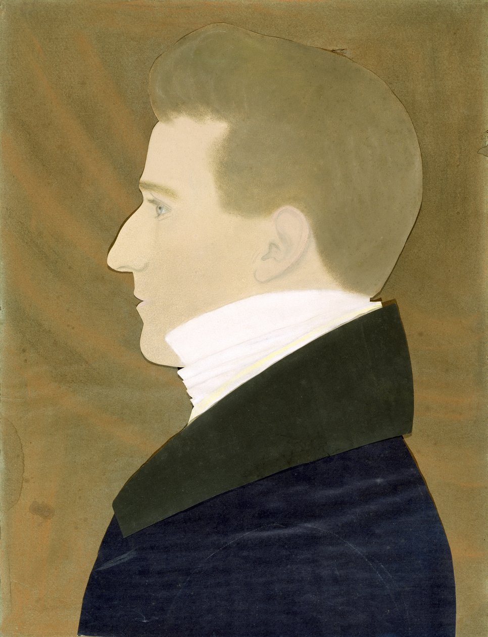 Retrato de Joseph Addison Denny (pastel, carvão e colagem de papel colorido em papel wove azul) de Ruth Henshaw Bascom