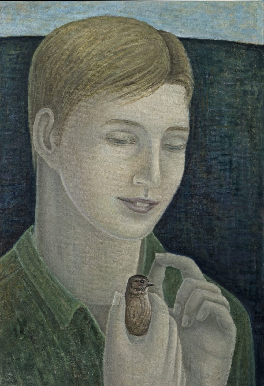 O jovem Francis (menino segurando o pássaro) de Ruth Addinall