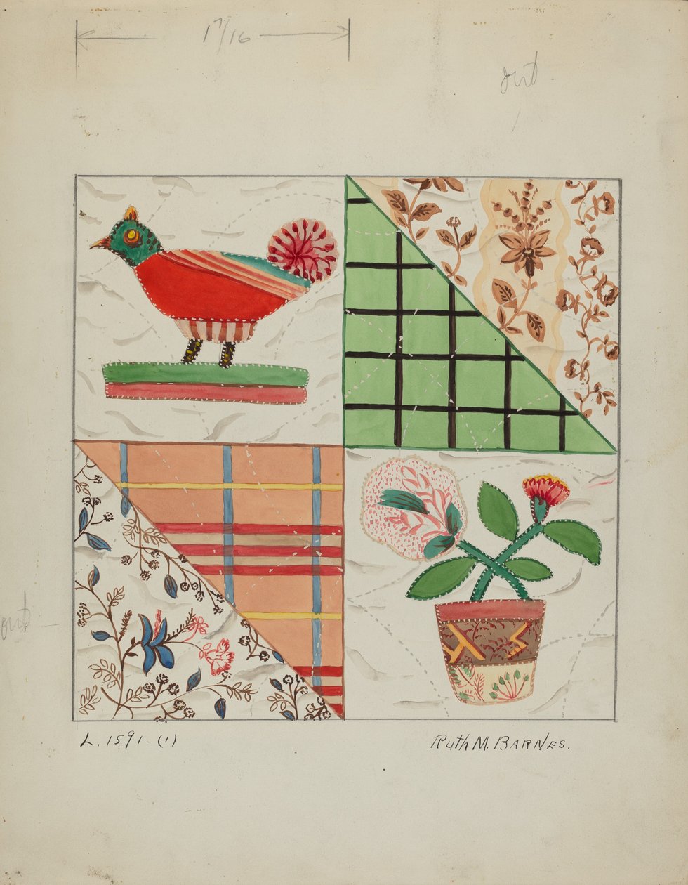 Colcha de apliques, c. 1936. de Ruth M Barnes