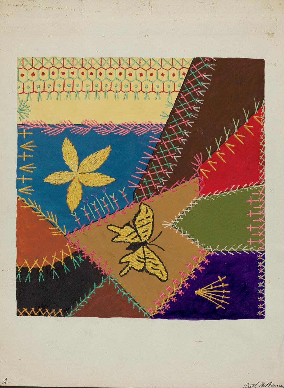Seção Crazy Quilt, c. 1940. de Ruth M Barnes