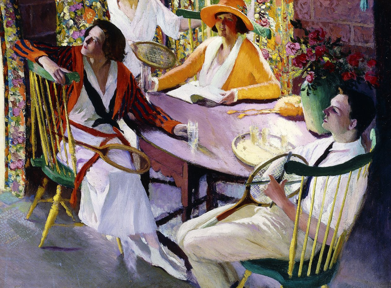 Depois do tênis, c.1921-25 (óleo no painel) de Rutherford Boyd