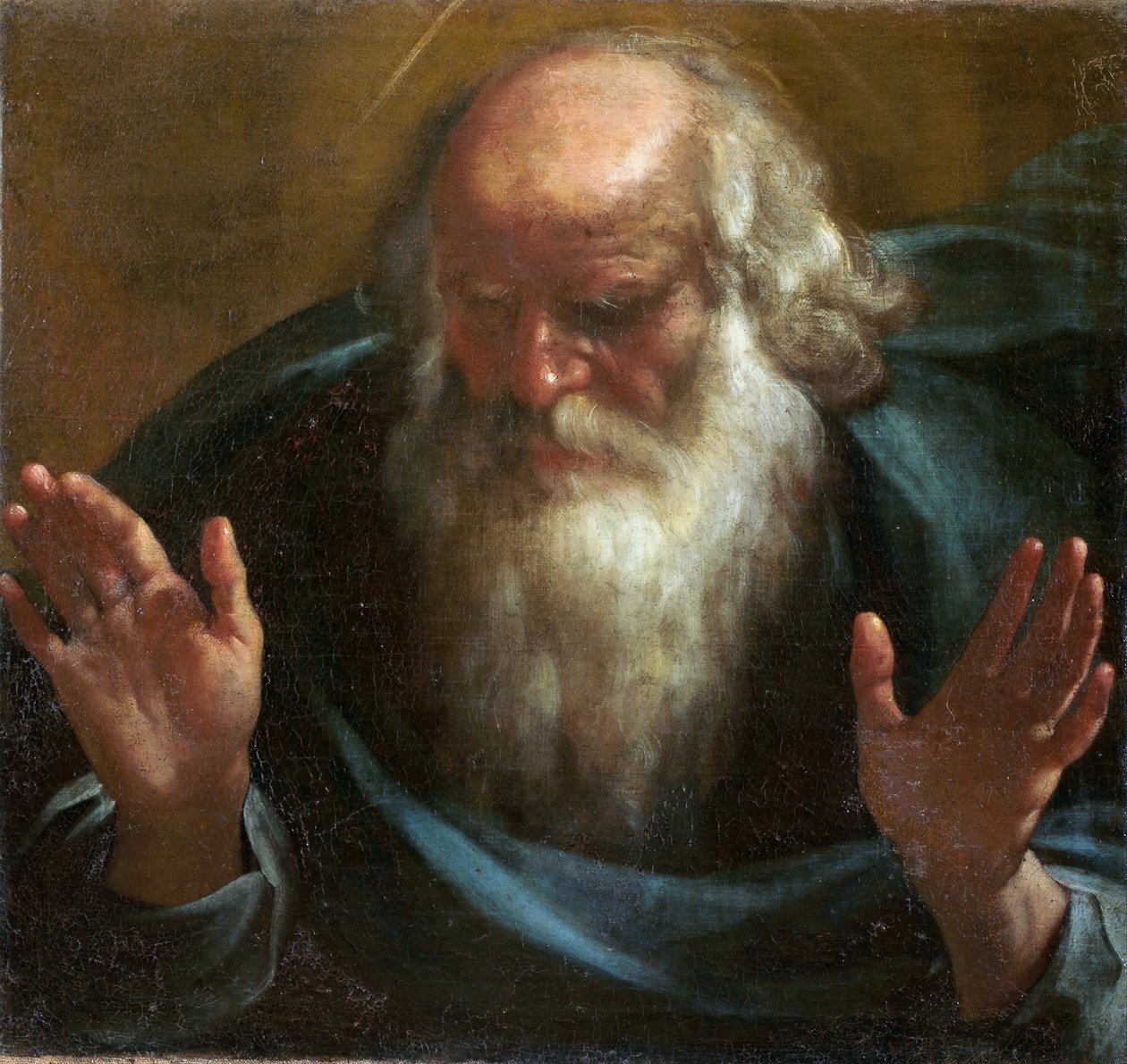 "Dieu le pere" (Deus Pai) Peinture de Rutilio Manetti (1571-1639) Debut 17eme siecle Óleo sobre tela Dim 60x63 cm Oratorio di San Bernardino e Museo Diocesano, Sienne de Rutilio Manetti