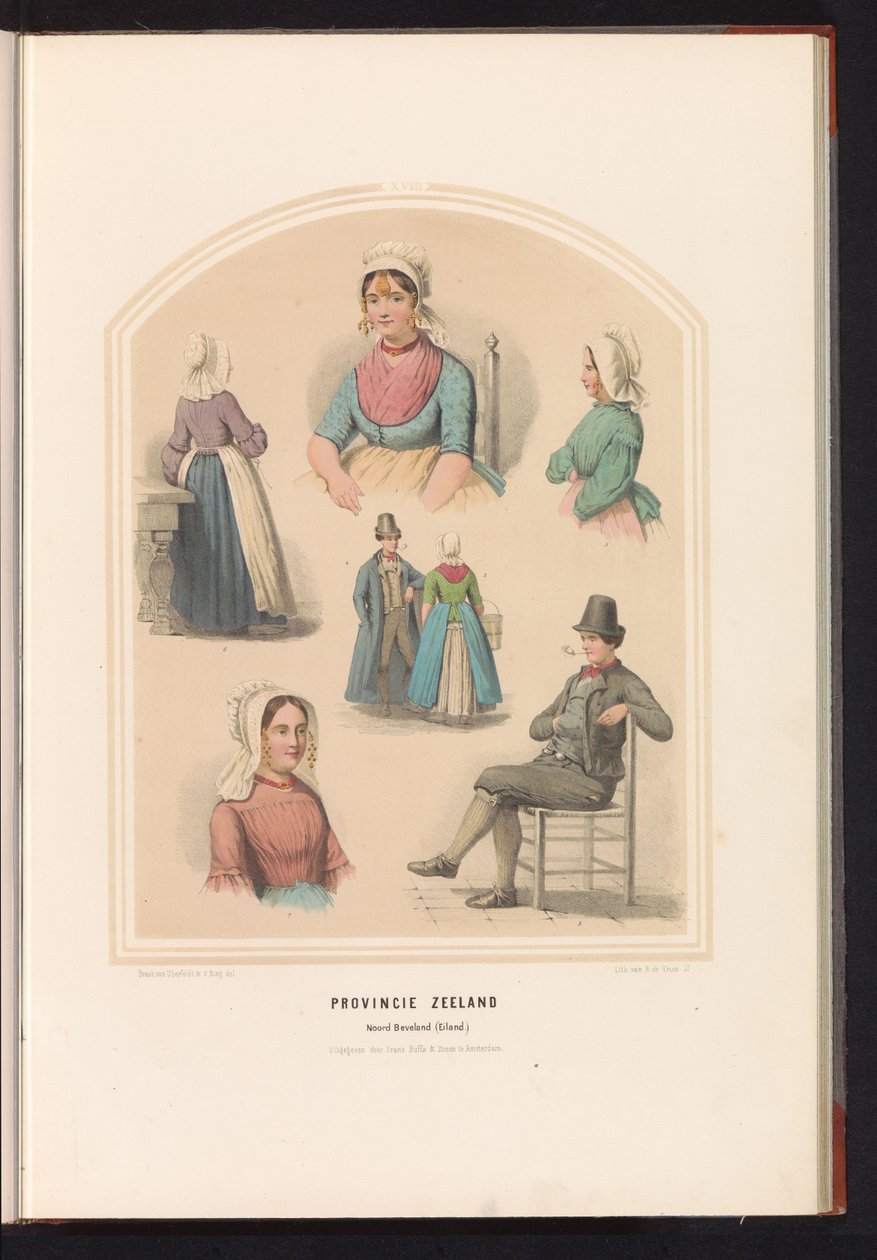 Traje de Noord-Beveland em Zeeland, 1857
Província de Zeeland. Noord Beveland (Ilha) / XVIII (título sobre o objecto) de Ruurt de Vries