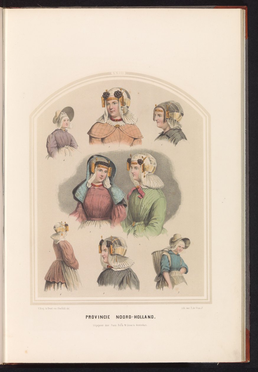Traje tradicional da Holanda do Norte, 1857 Província da Holanda do Norte. / XXIII (título no objeto) de Ruurt de Vries