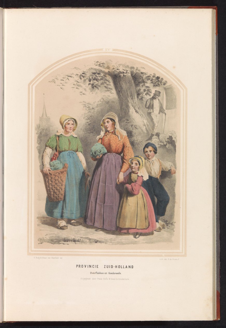 Traje tradicional de Overflakkee e Goedereede na Holanda do Sul, 1857 Província da Holanda do Sul Overflakkee e Goedereede / XV (título no objeto) de Ruurt de Vries