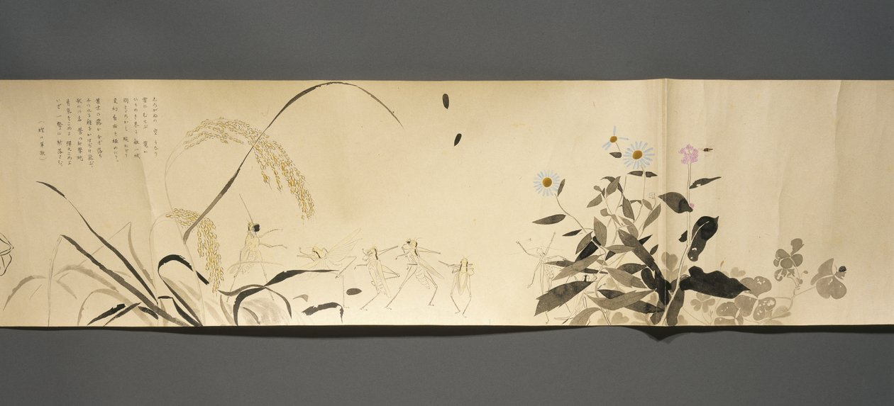 Amigos dos Animais Selvagens (Yasei no Tomo), Taisho, Taisho 7º Ano, c.1918 (tinta & wc em papel tufado decorado com mica) de Ryoka Kawakami