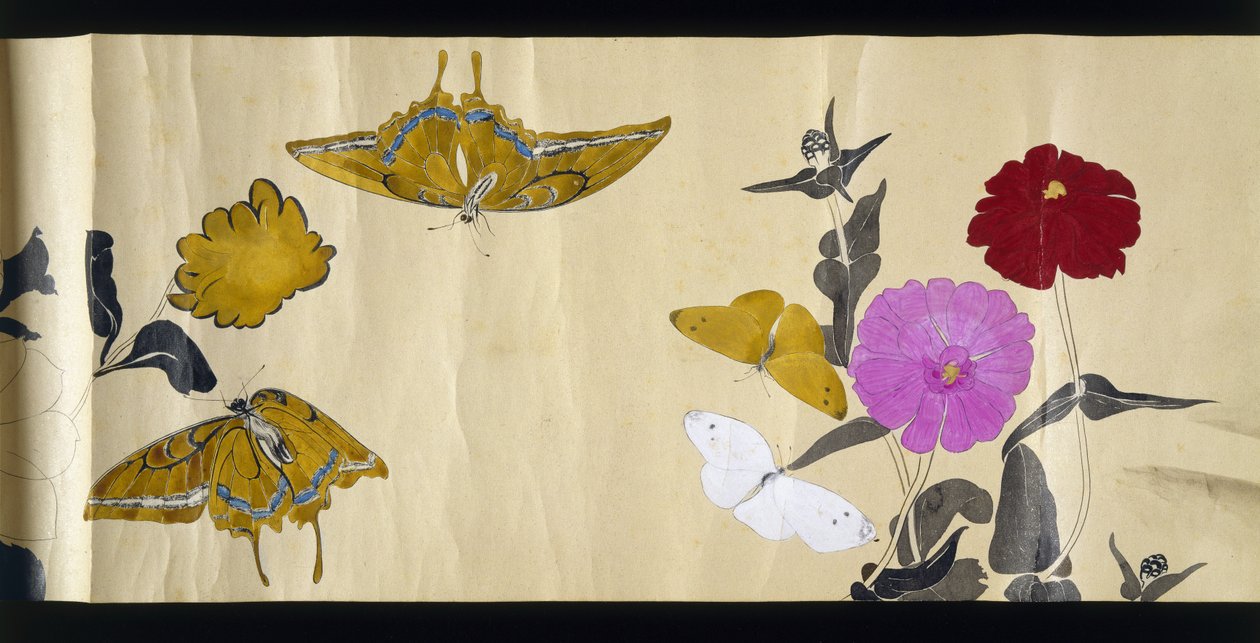 Amigos dos Animais Selvagens (Yasei no Tomo), Taisho, Taisho 7º Ano, c.1918 (tinta & wc em papel tufado decorado com mica) de Ryoka Kawakami