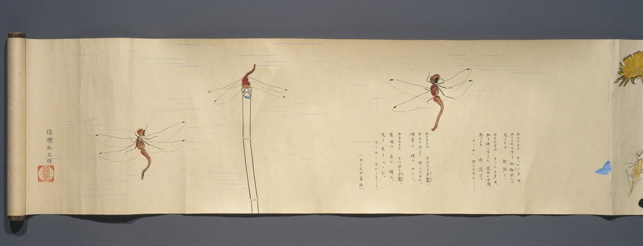 Amigos dos Animais Selvagens (Yasei no Tomo), Taisho, Taisho 7º Ano, c.1918 (tinta & wc em papel tufado decorado com mica) de Ryoka Kawakami
