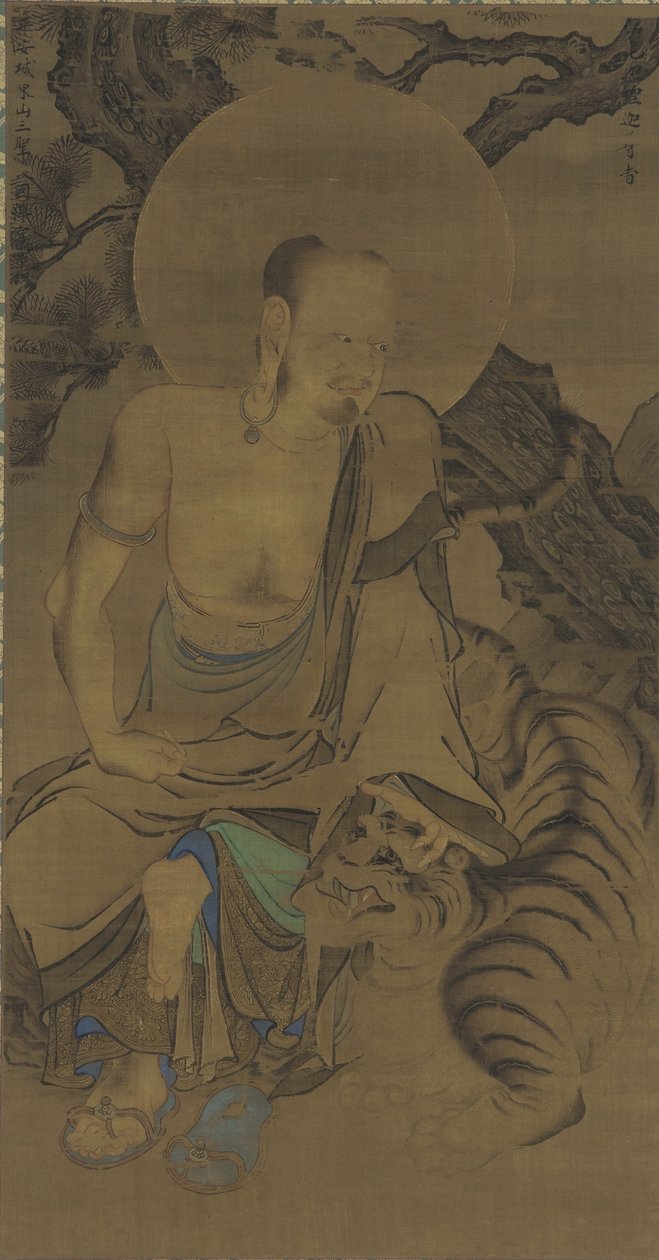O Arhat Kalika (Karika Sunja), período de Nanbokucho, meados do século XIV (tinta e cor na seda) de Ryozen
