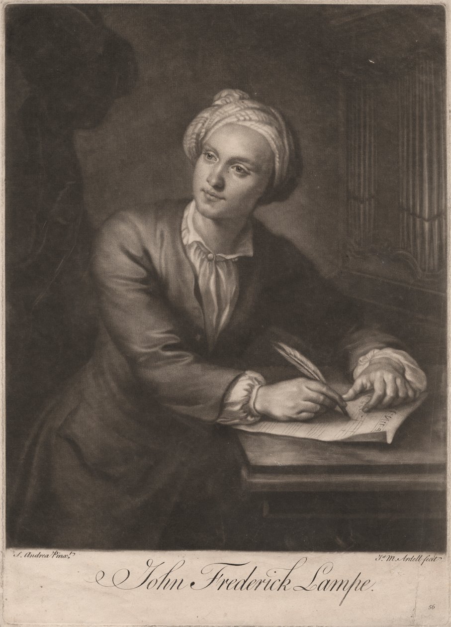John Frederick Lampe, gravado por James McArdell (c.1729-65), c.1765 (mezzotint) de S. Andrea