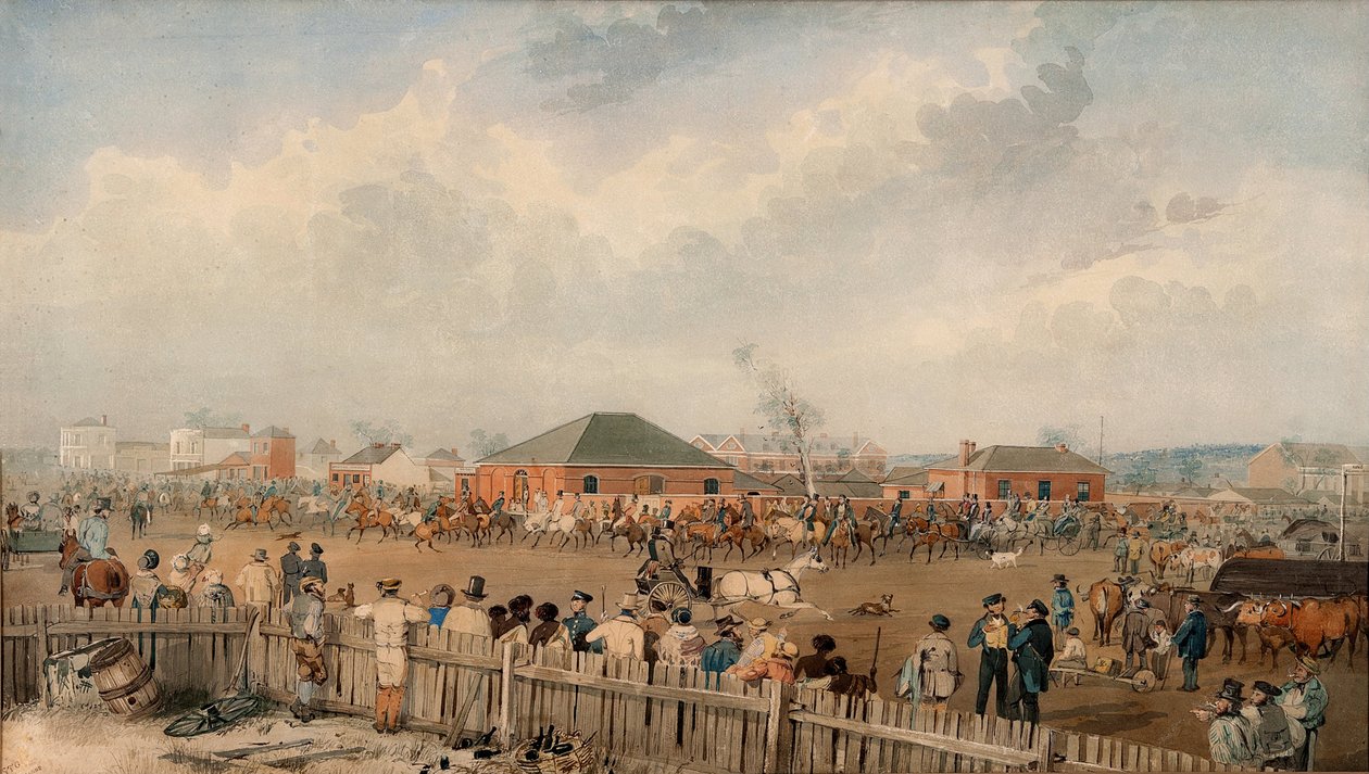 Sturts Overland Expedition saindo de Adelaide, 10 de agosto de 1844 de S. T. Gill