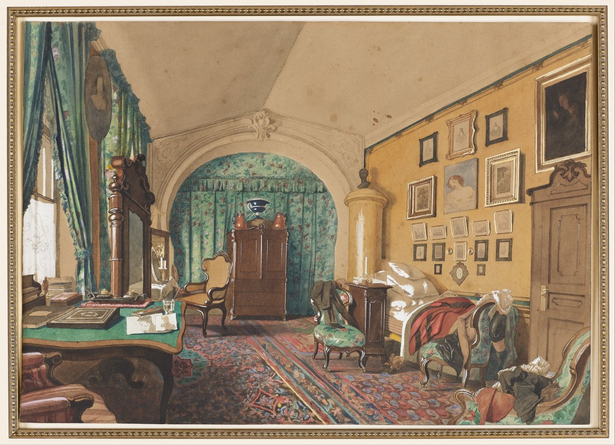 Interior de uma sala de estar do homem de S. Tolstoi