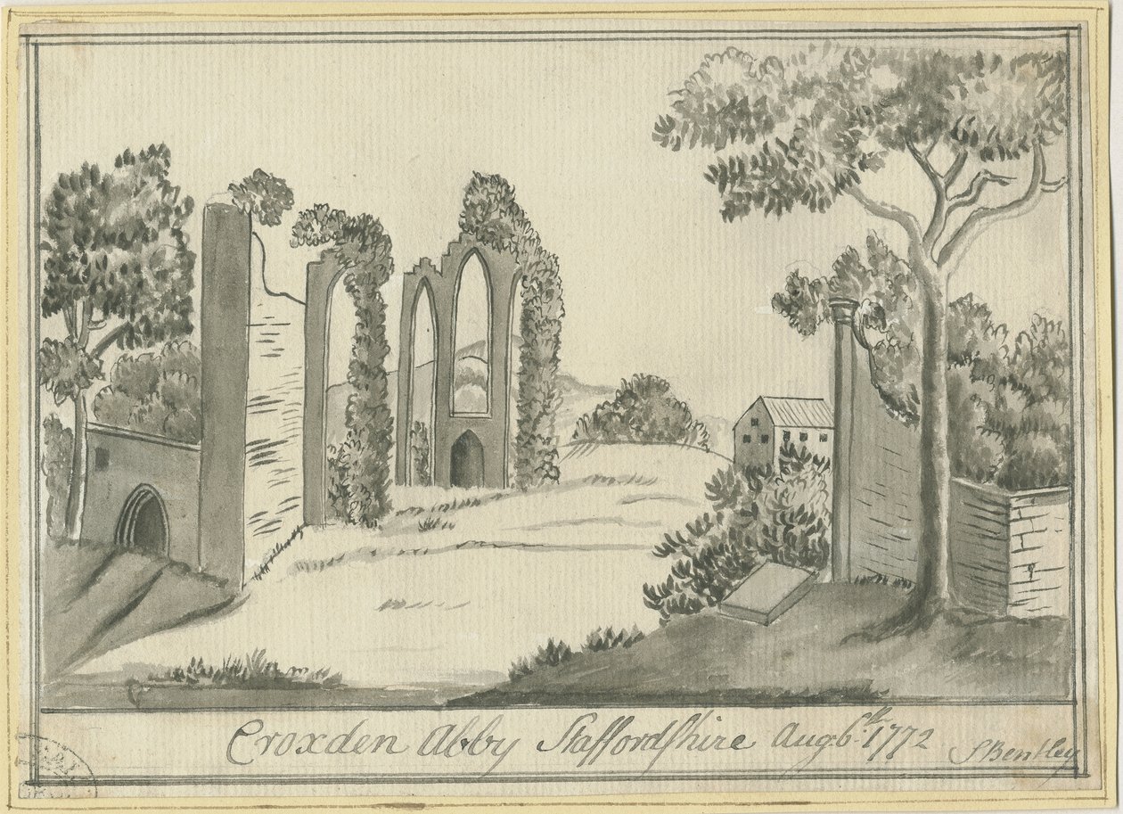 Abadia de Croxden: desenho a sépia, 6 de agosto de 1772 (desenho) de S Bentley