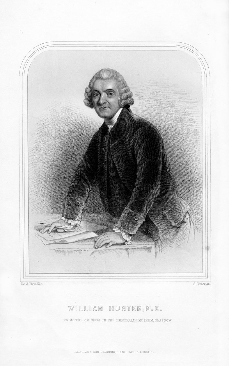 Dr. William Hunter, anatomista e obstetra escocês, 1870 de S. Freeman