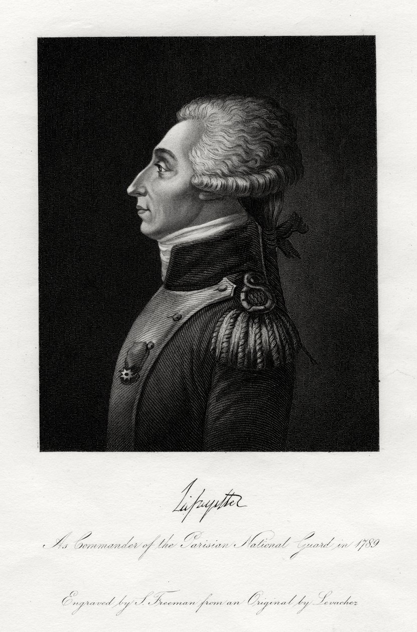 Marquês de Lafayette, líder militar e estadista francês, 1845 de S. Freeman
