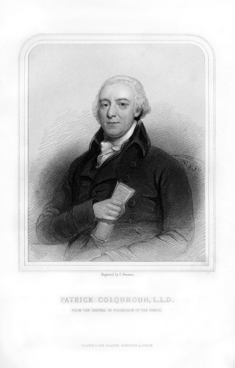 Patrick Colquhoun, magistrado da polícia escocesa e escritor de estatística, 1870. de S. Freeman