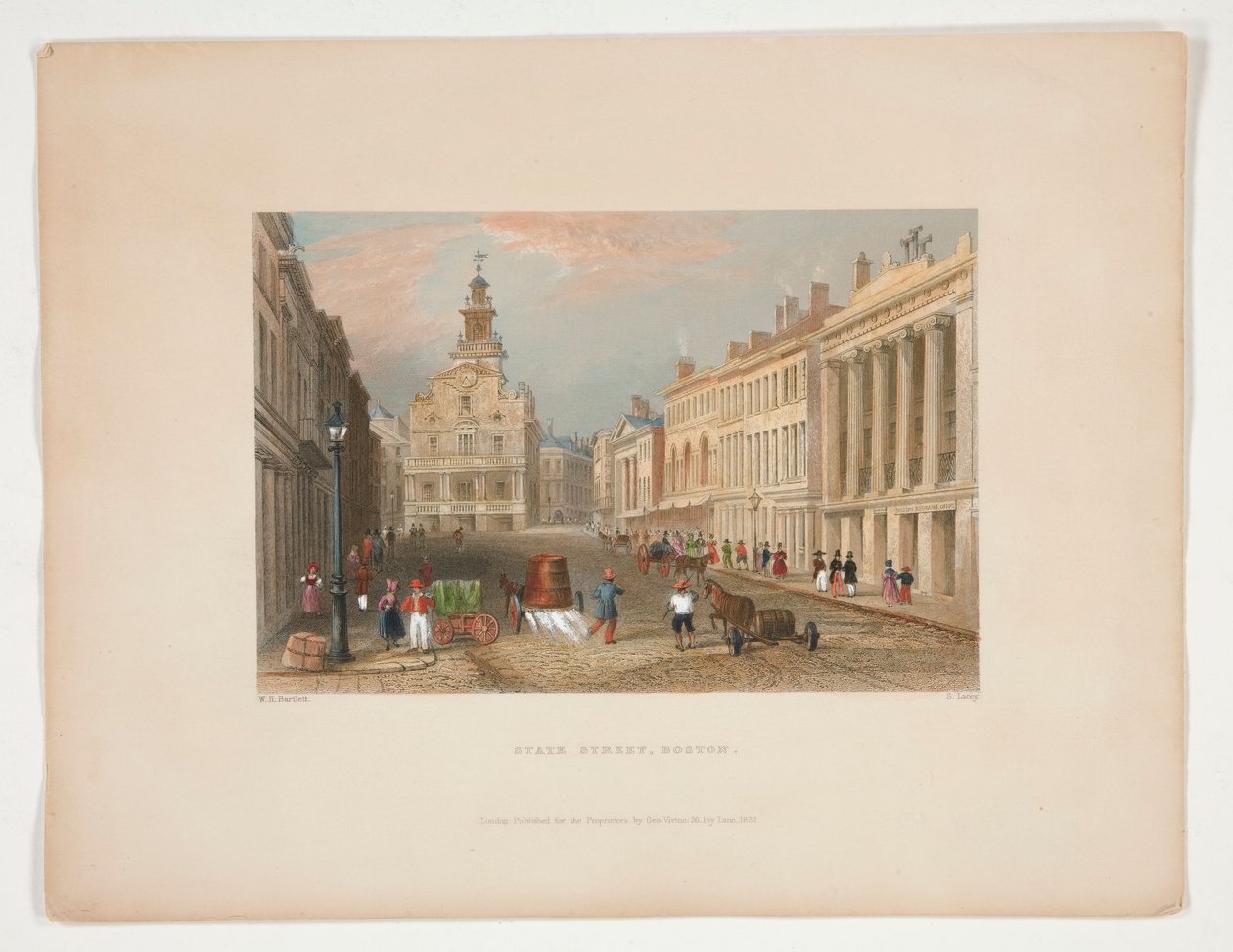 State Street, Boston, ilustração para Nathaniel Parker Willis de S. Lacey