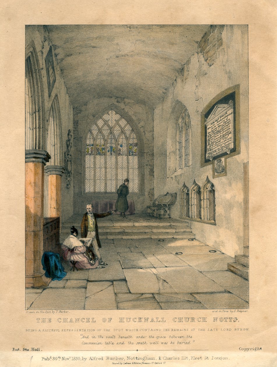 A capela-mor da Igreja Hucknall, Nottinghamshire, 1835 de S Rayner