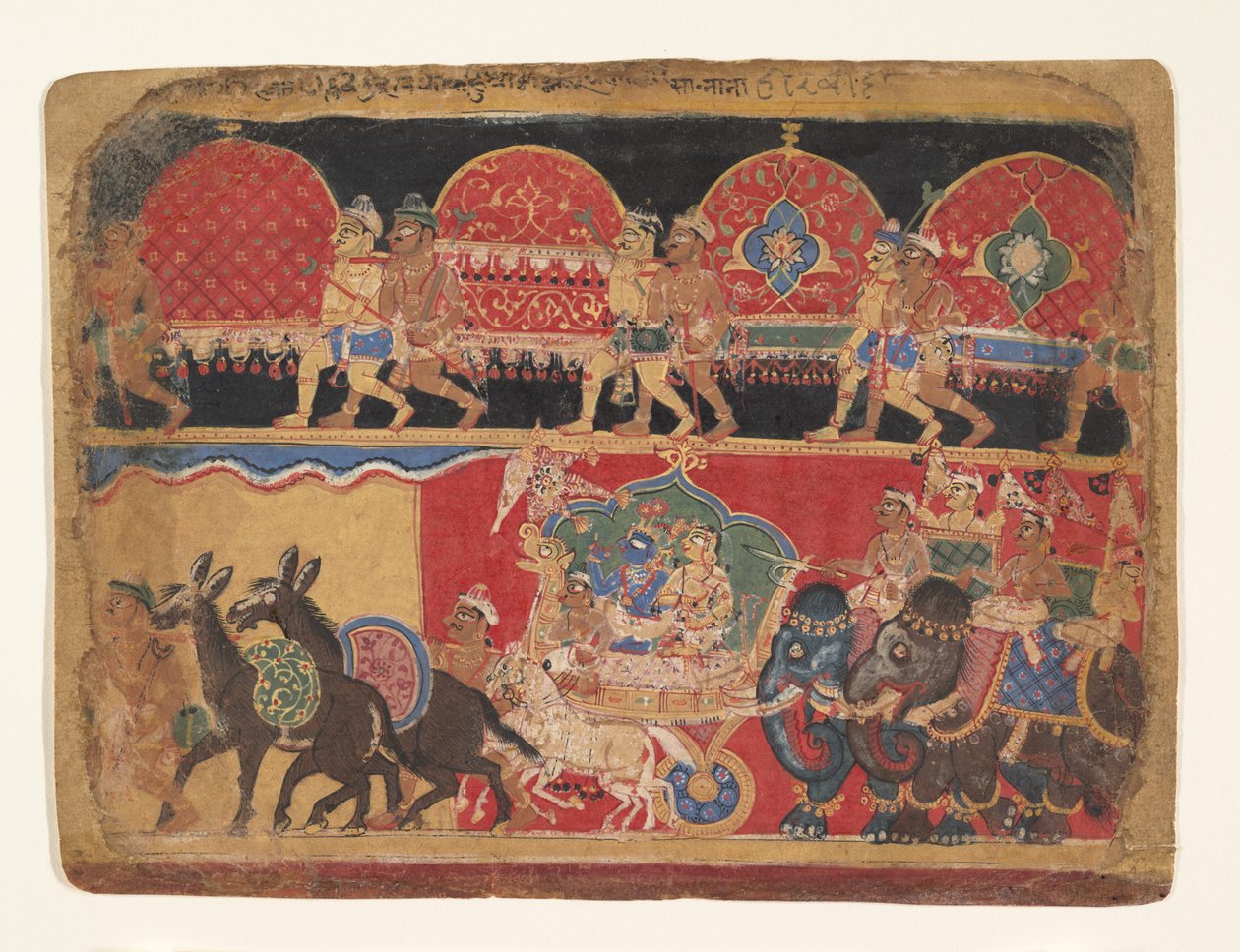 Krishna e as donzelas Kshatriya seguem para Dwarka..., Ka. 1520-30. de Sa Nana