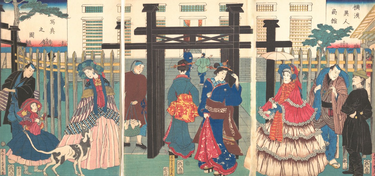 Estabelecimento Comercial Estrangeiro em Yokohama, 1861. de Sadahide Utagawa