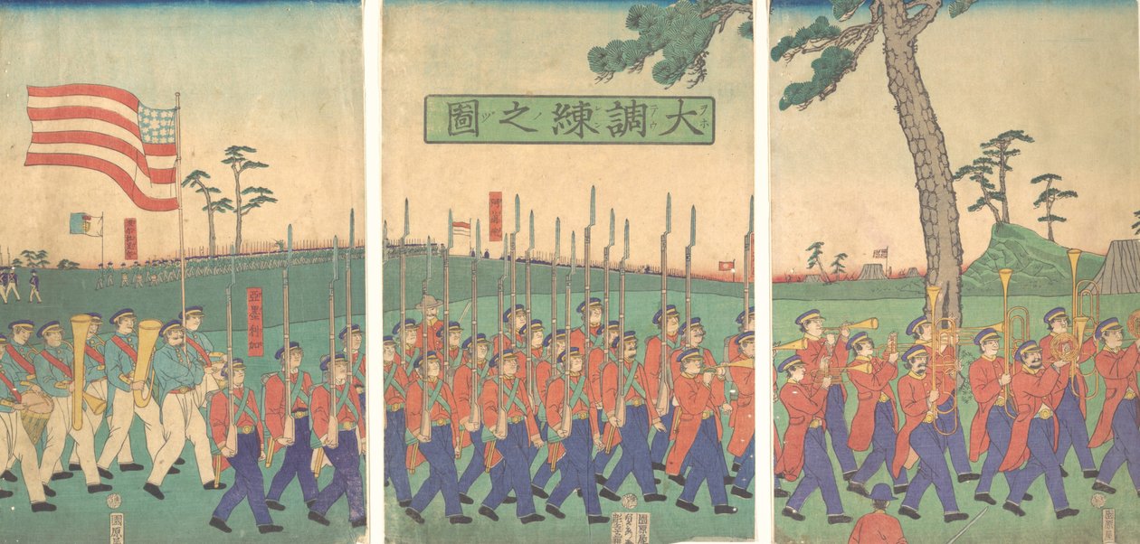 Grande Exercício Militar, 1866 Keio 2, 2º mês. de Sadahide Utagawa