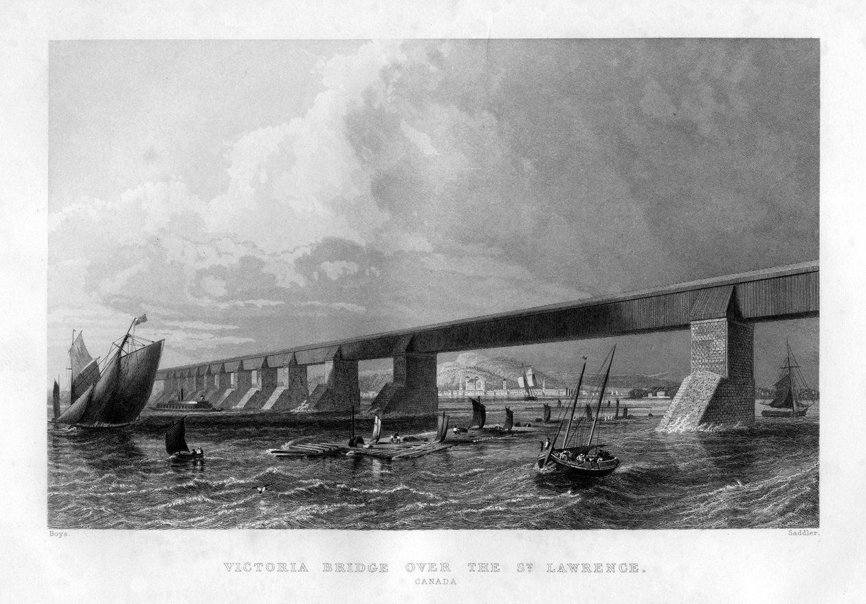 Ponte Victoria sobre o St Lawrence, Canadá, 1886 de Saddler