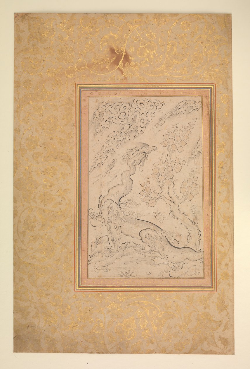 Dragão e Nuvens, c. 1600. de Sadiqi Beg.