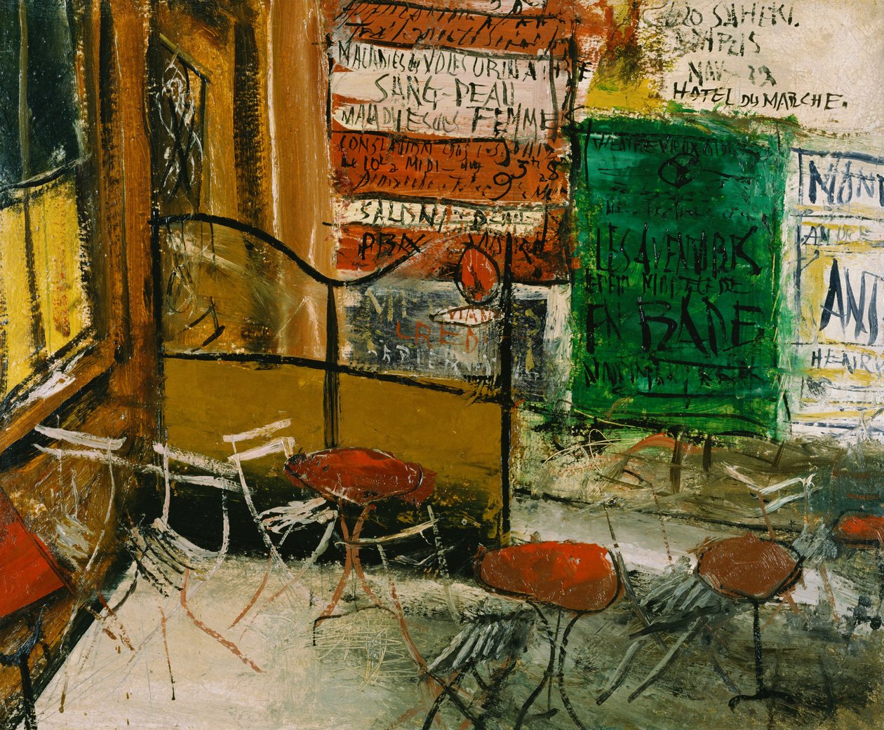 Terraço do Café com Posters de Saeki Yuzo